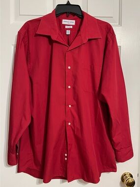Christian Aujard Dior Men's Vibrant Dark Red Button-Down Long Sleeve Shirt